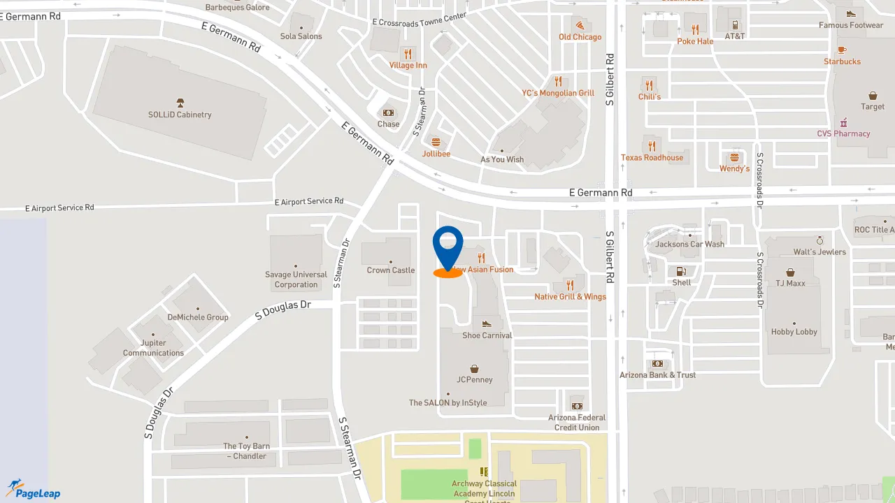 https://pageleap.com map showing location of Firehouse Subs Mill Crossing in Chandler.