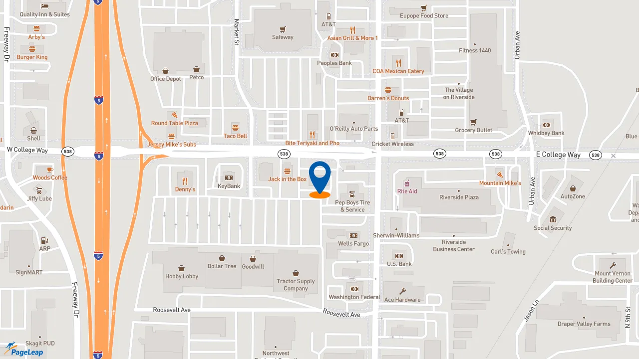 https://pageleap.com map showing location of Firehouse Subs Mount Vernon in Mount Vernon.