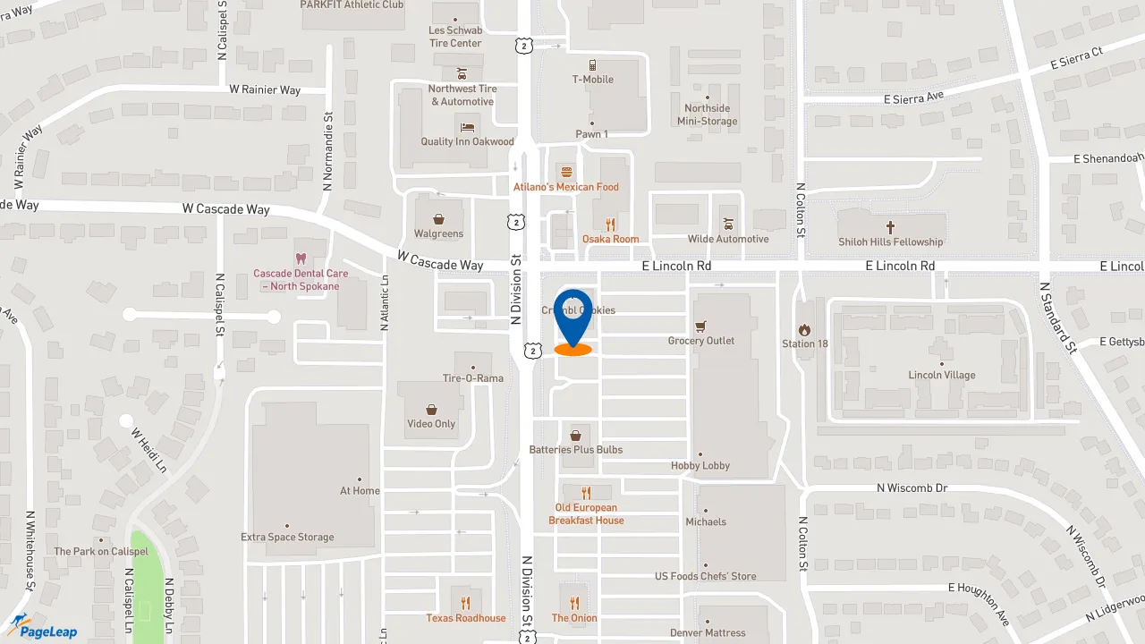 https://pageleap.com map showing location of Firehouse Subs Northgate Center in Spokane.
