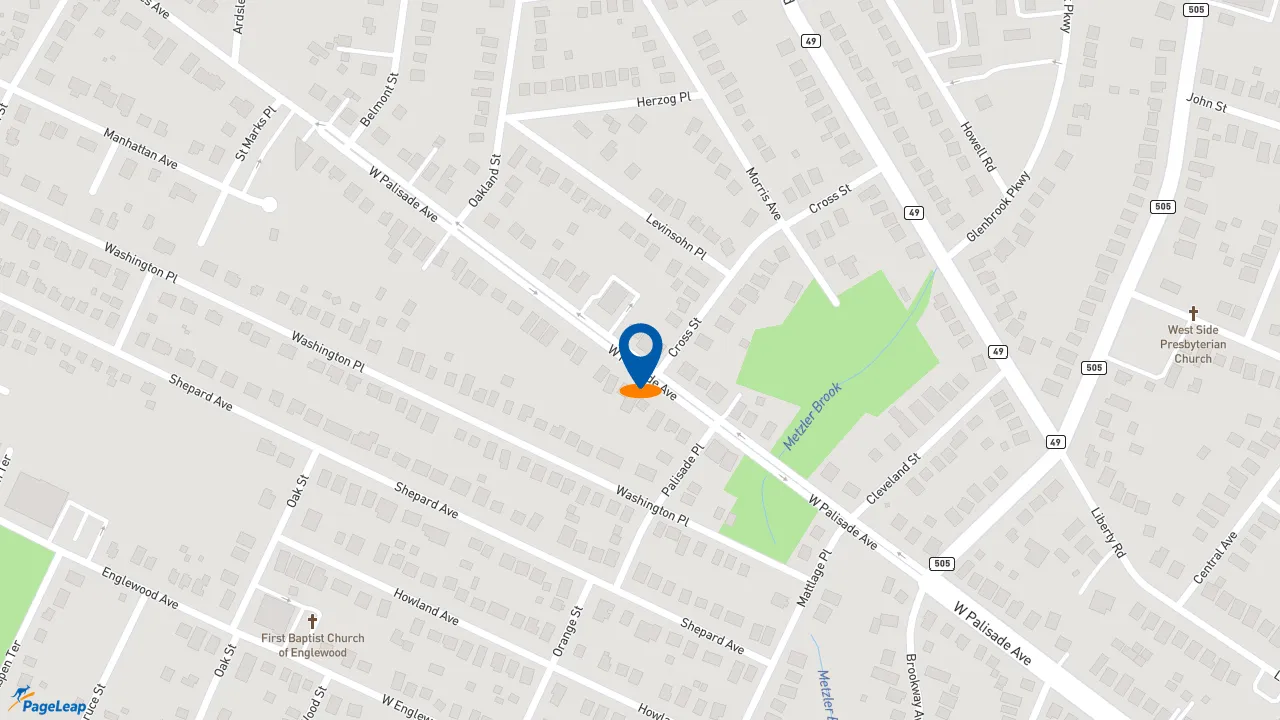 https://pageleap.com map showing location of Firehouse Subs Palisade Avenue in Englewood.