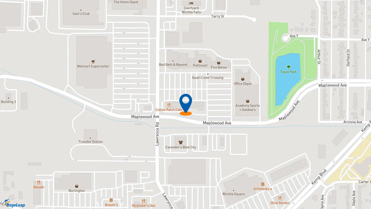 https://pageleap.com map showing location of Firehouse Subs Quail Creek Crossing in Wichita Falls.