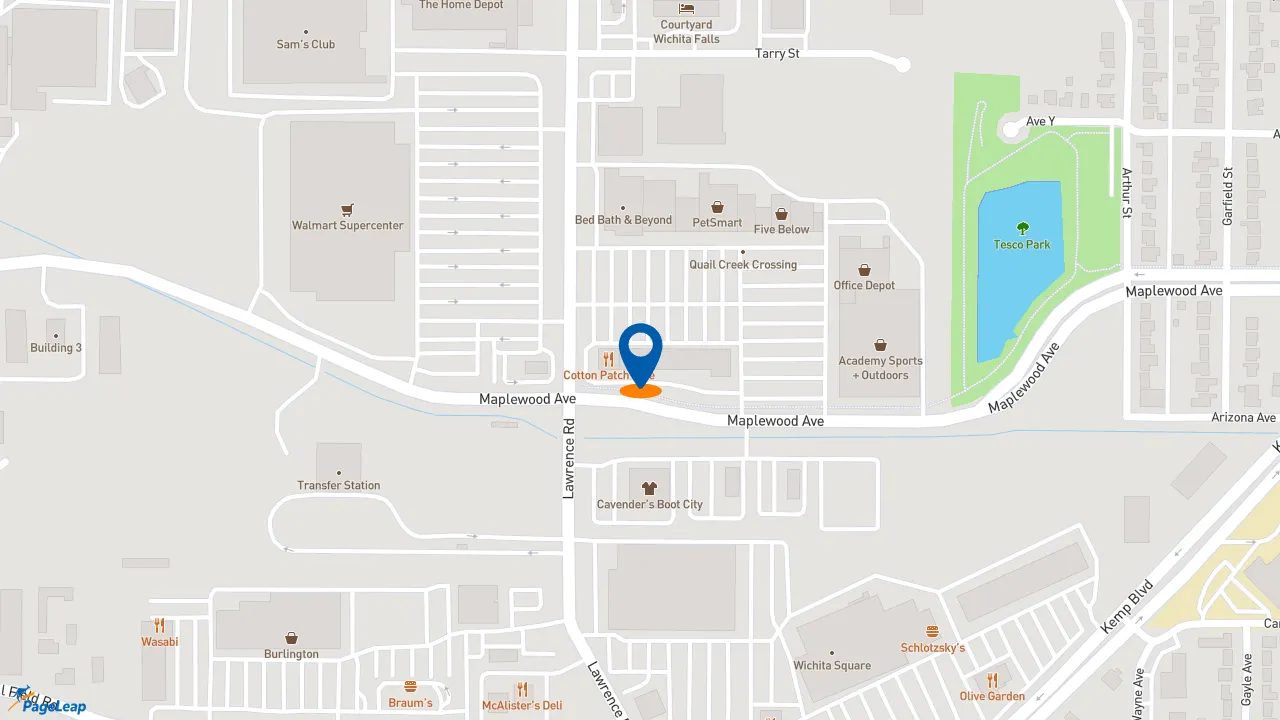 https://pageleap.com map showing location of Firehouse Subs Quail Creek Crossing in Wichita Falls.
