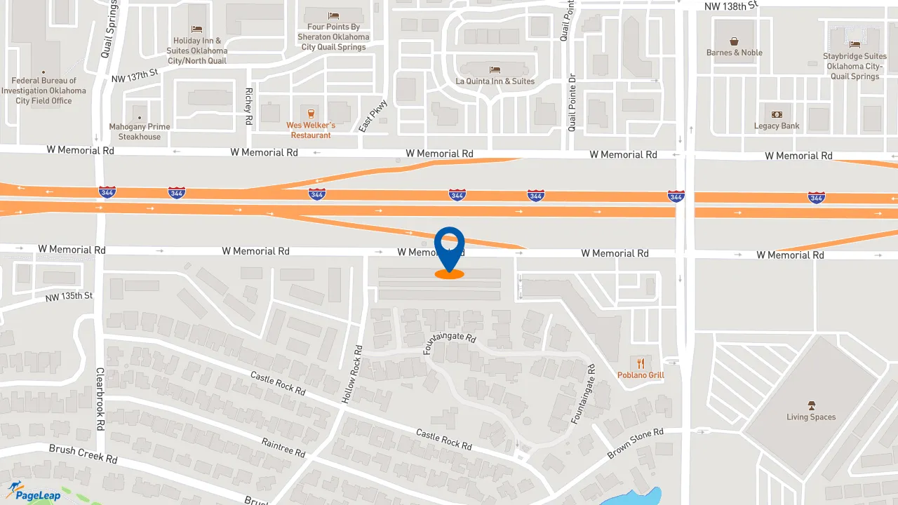 https://pageleap.com map showing location of Firehouse Subs Quail Springs in Oklahoma City.