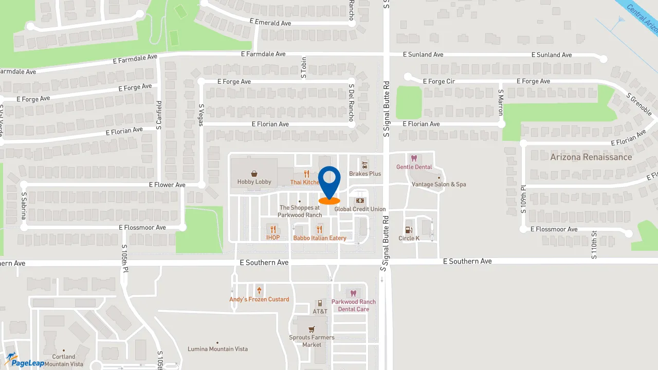 https://pageleap.com map showing location of Firehouse Subs Signal Butte in Mesa.