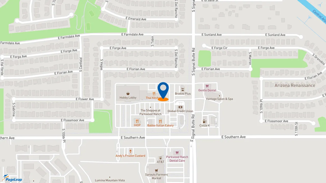 https://pageleap.com map showing location of Firehouse Subs Signal Butte in Mesa.
