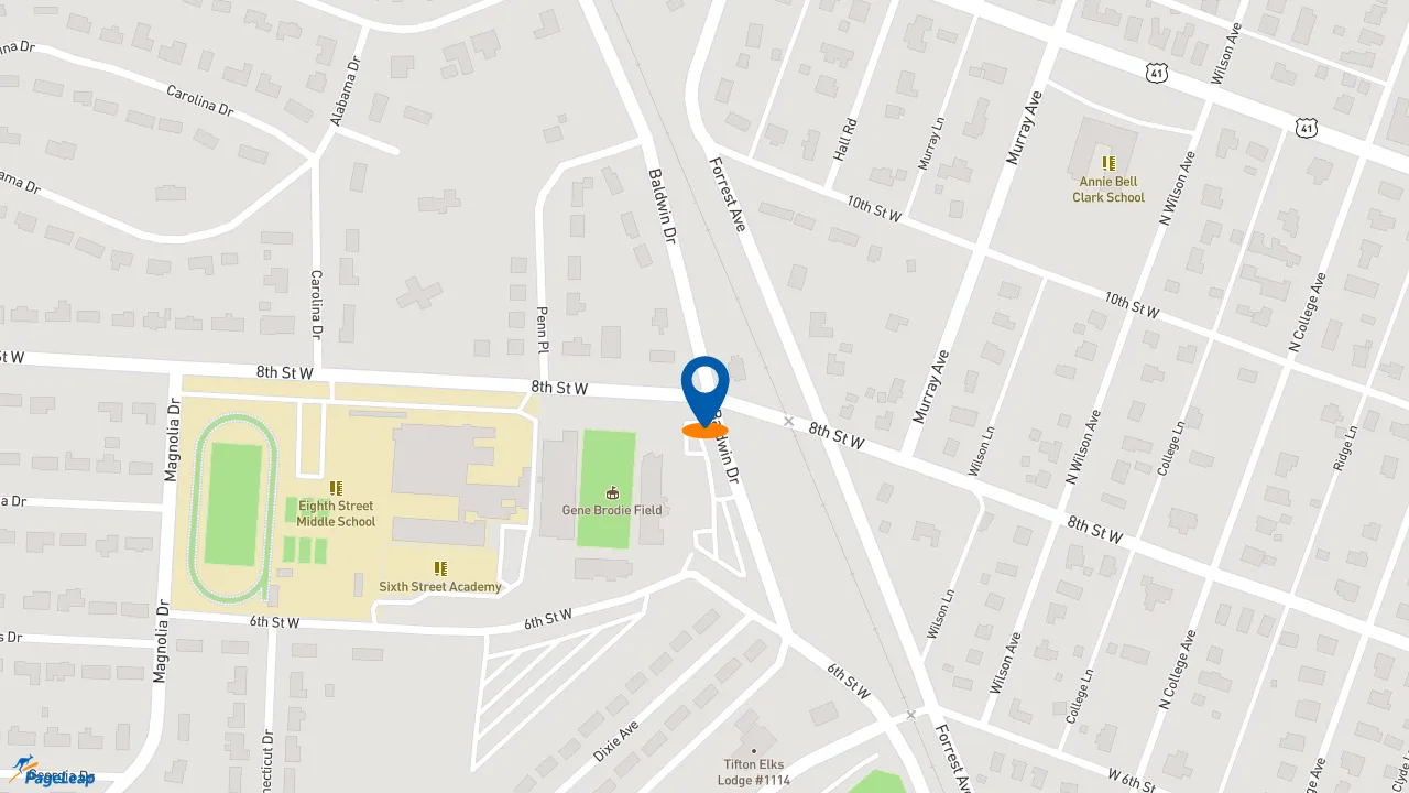 PageLeap.com map showing location of Firehouse Subs Tifton in Tifton.
