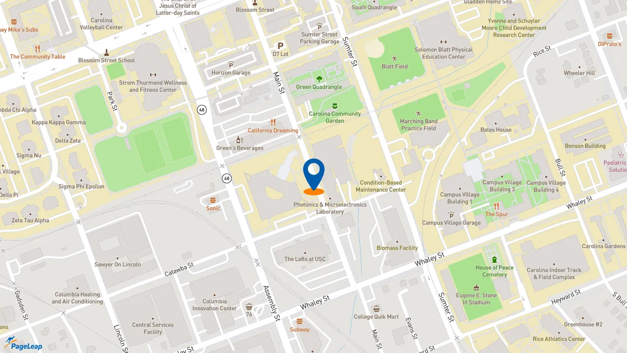 https://pageleap.com map showing location of Firehouse Subs Usc-Columbia in Columbia.