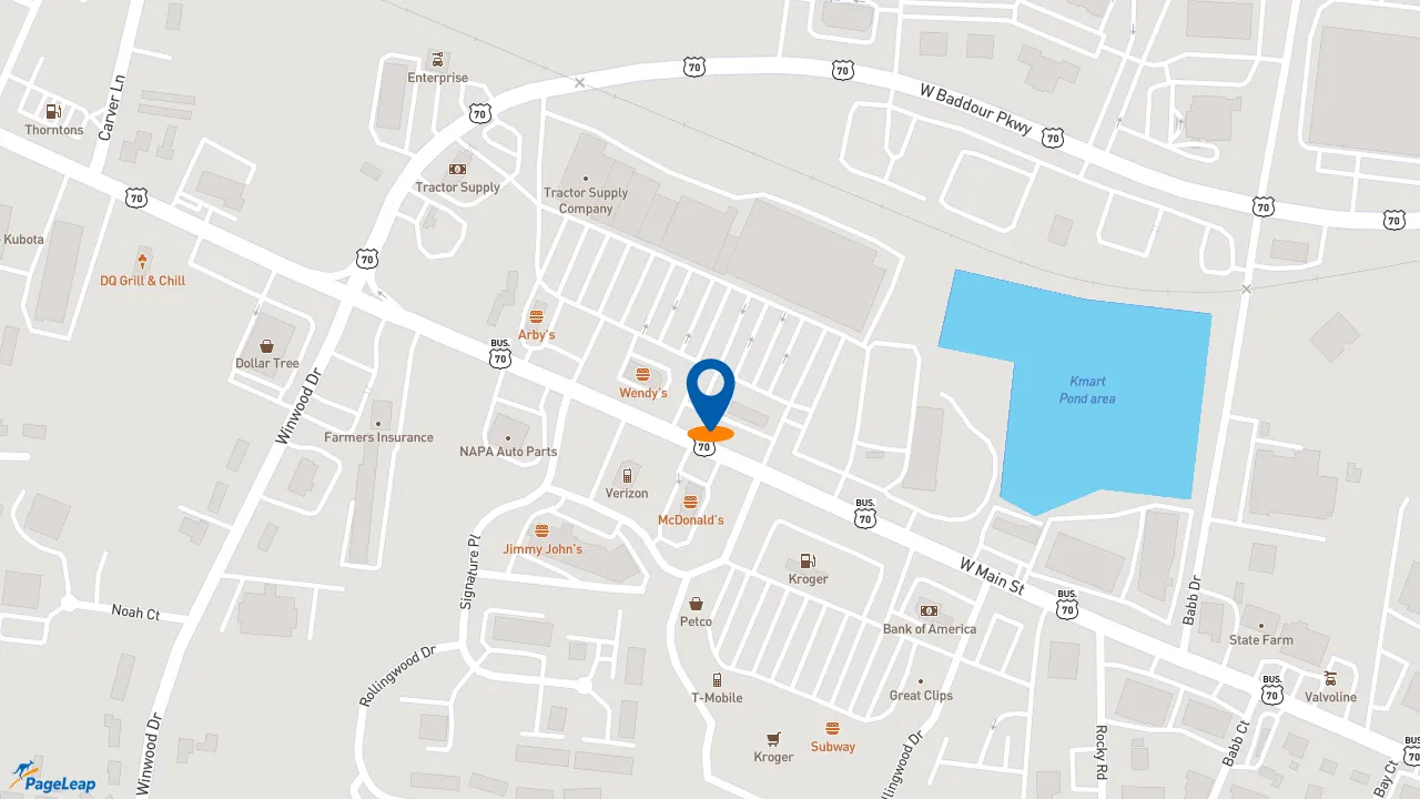 https://pageleap.com map showing location of Firehouse Subs Western Plaza in Lebanon.