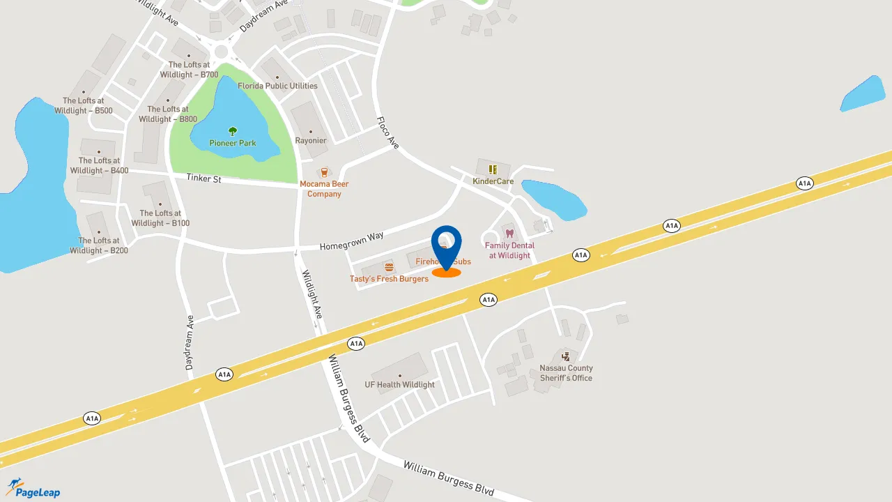 https://pageleap.com map showing location of Firehouse Subs Wildlight in Yulee.
