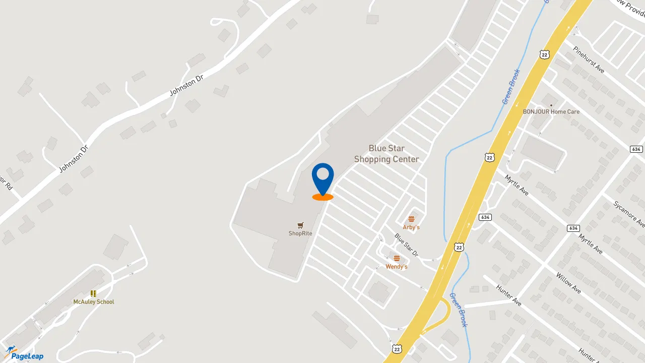 https://pageleap.com map showing location of Five Guys in Watchung.