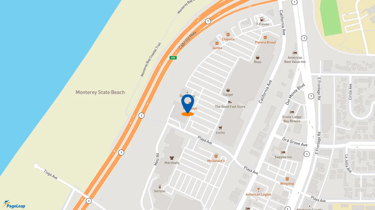 https://pageleap.com map showing location of Five Guys in Sand City.