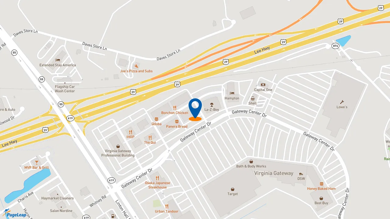 https://pageleap.com map showing location of Five Guys in Gainesville.
