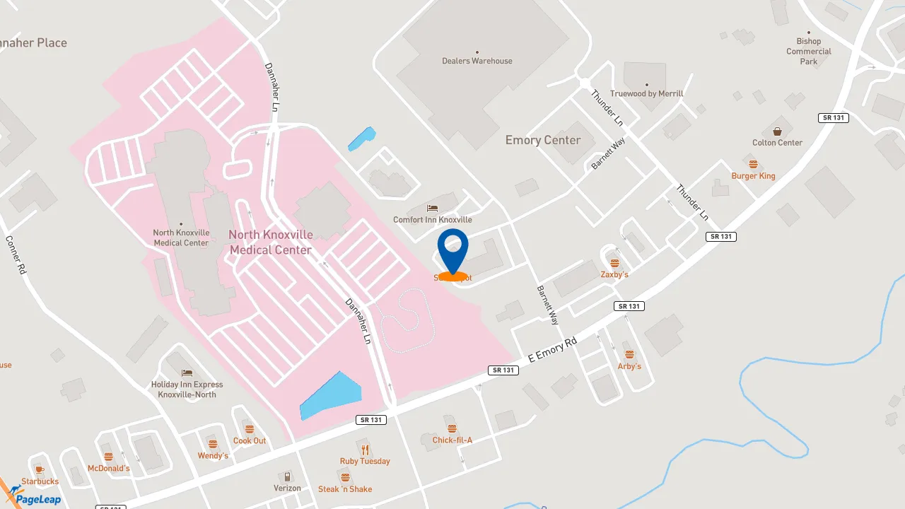 https://pageleap.com map showing location of Five Guys in Powell.