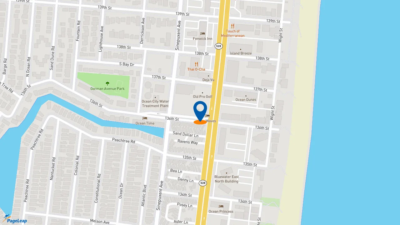 https://pageleap.com map showing location of Five Guys in Ocean City.