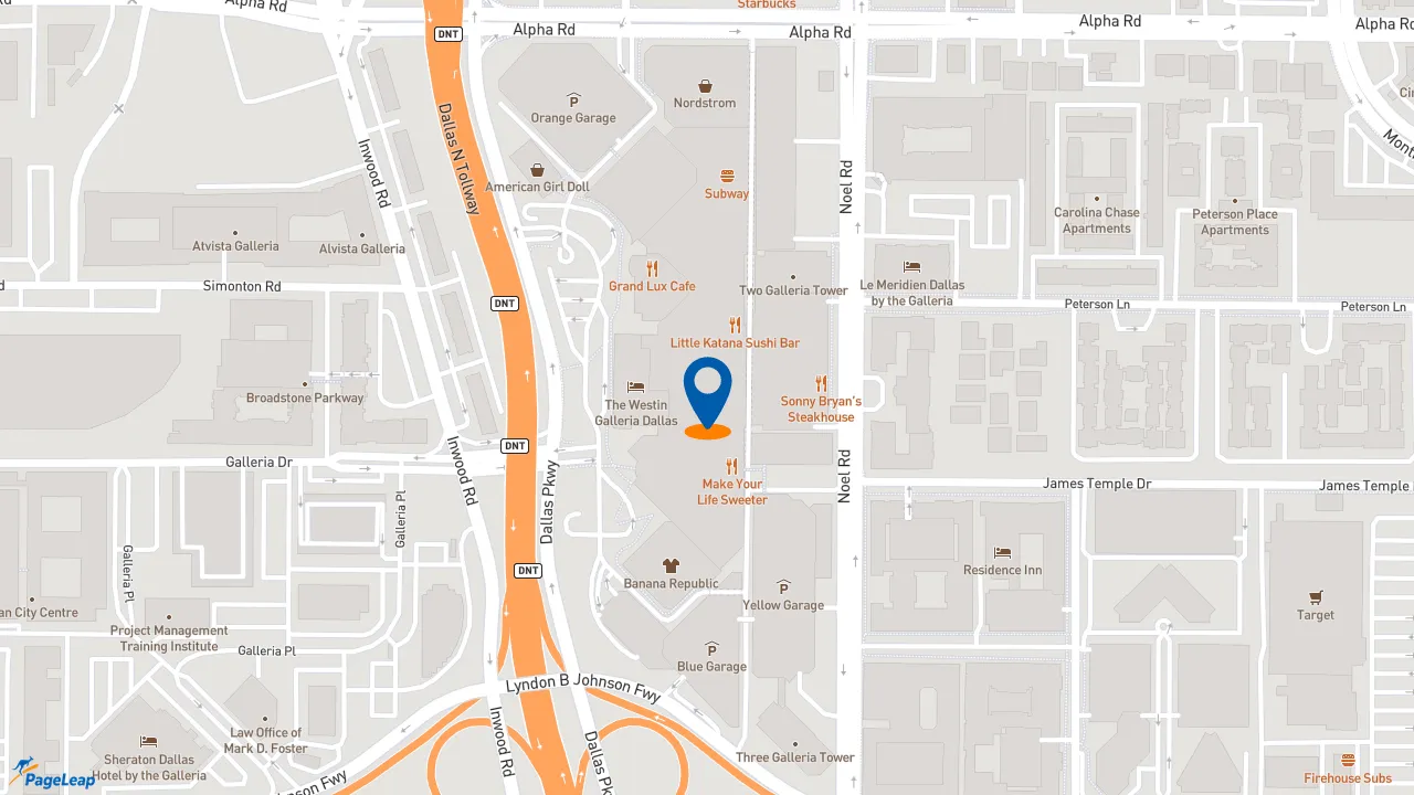 https://pageleap.com map showing location of Five Guys in Dallas.