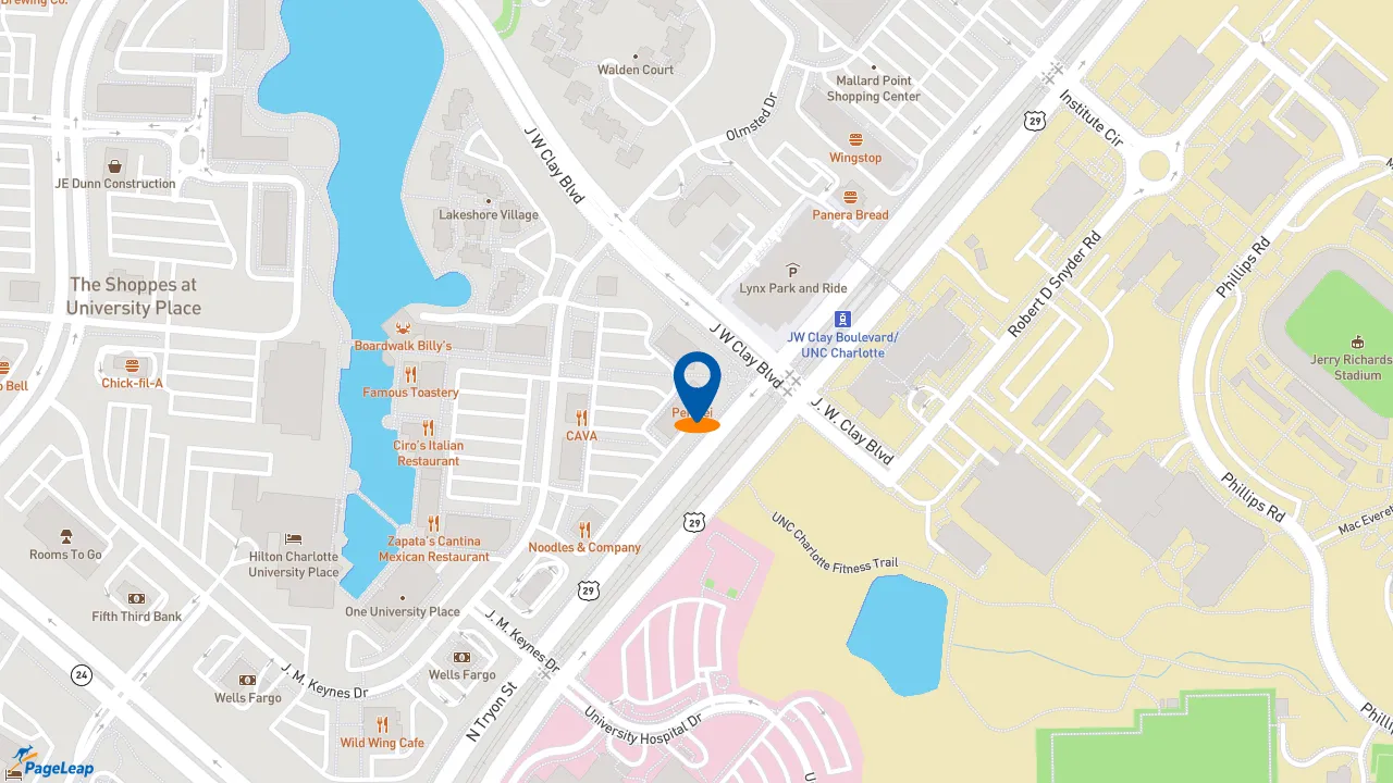 https://pageleap.com map showing location of Five Guys in Charlotte.
