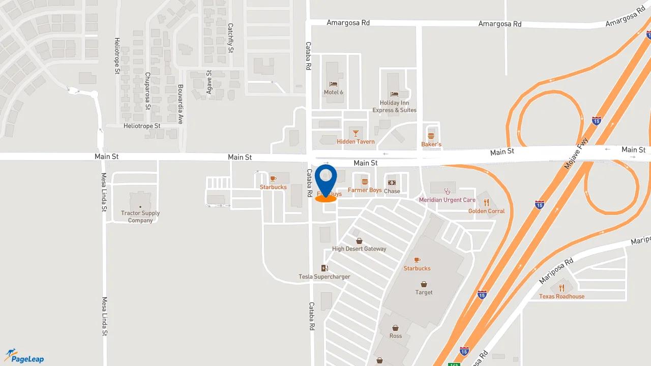 https://pageleap.com map showing location of Five Guys in Hesperia.