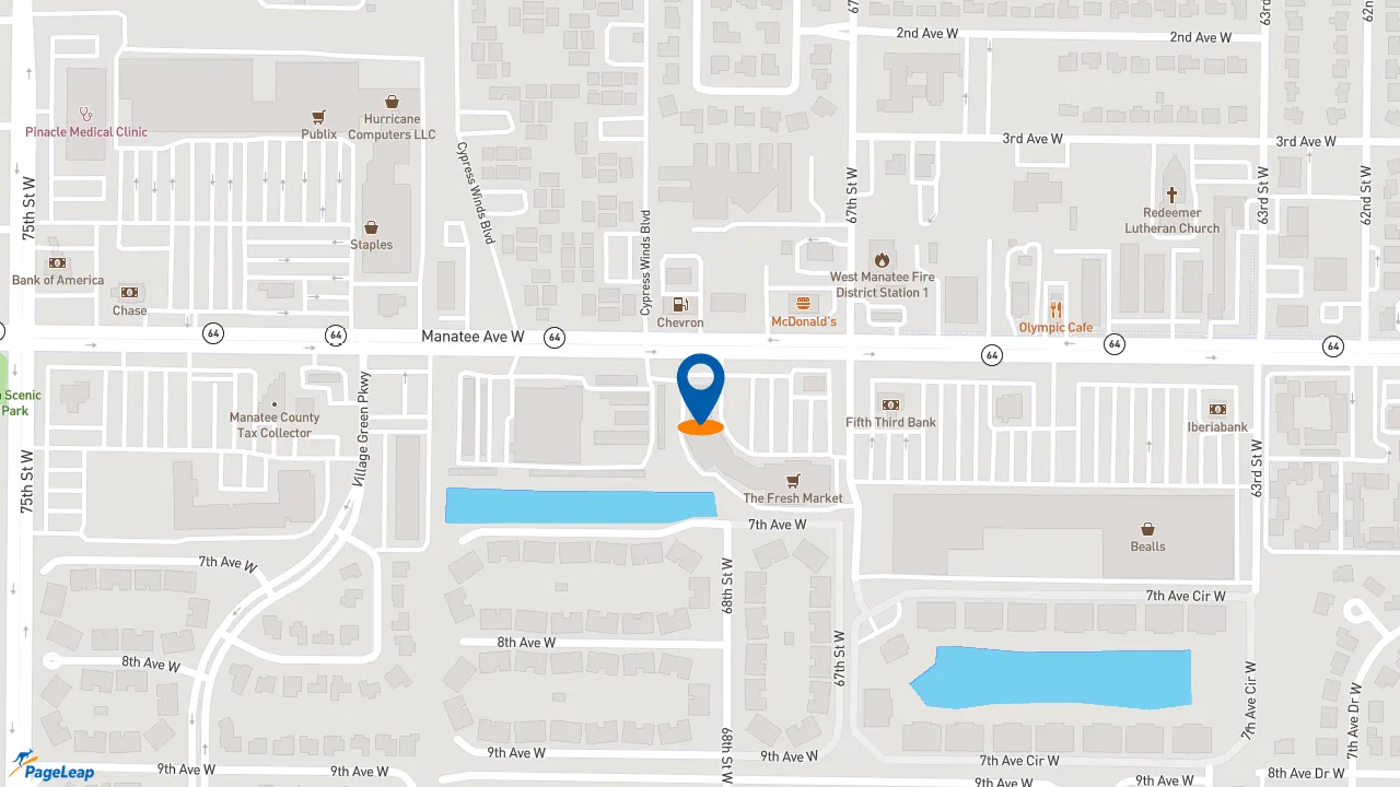 https://pageleap.com map showing location of Five Guys in Bradenton.