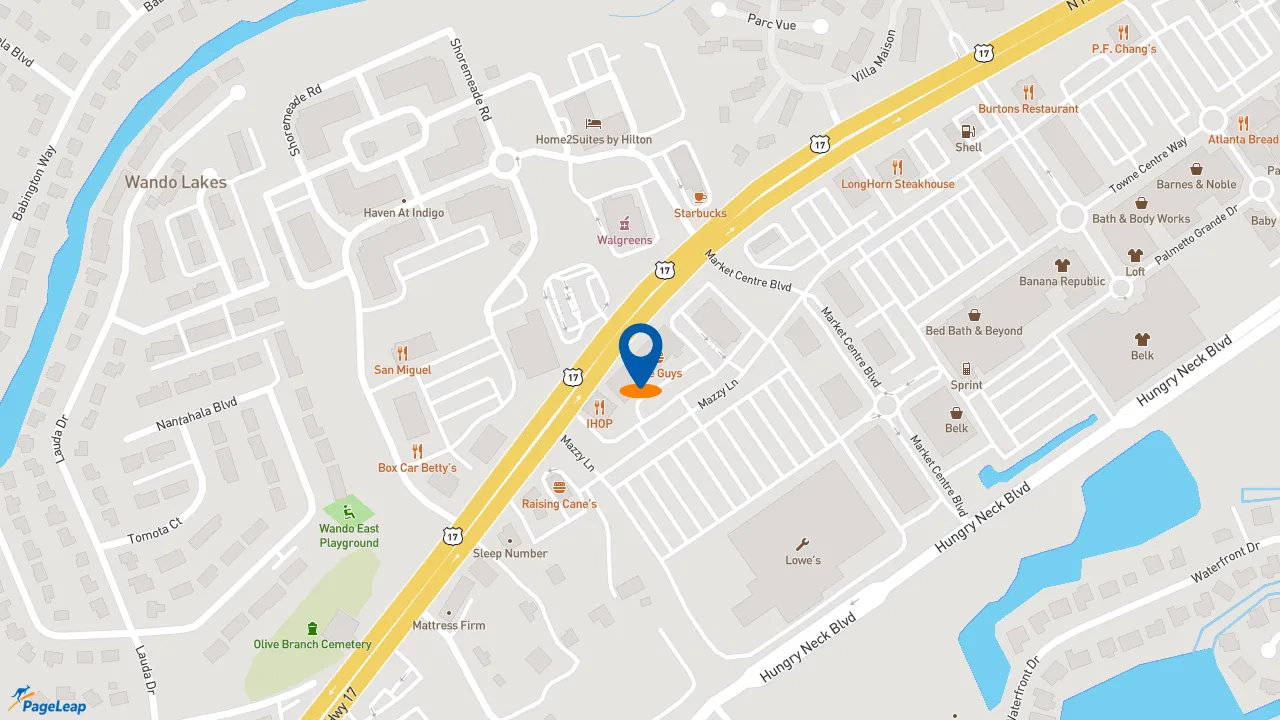 https://pageleap.com map showing location of Five Guys in Mount Pleasant.