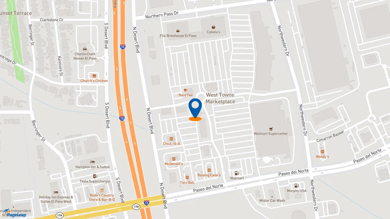 https://pageleap.com map showing location of Five Guys in El Paso.