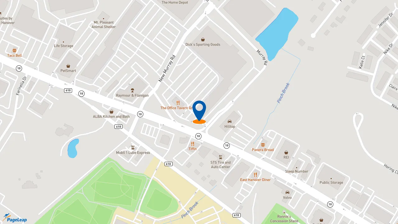 https://pageleap.com map showing location of Five Guys in East Hanover.