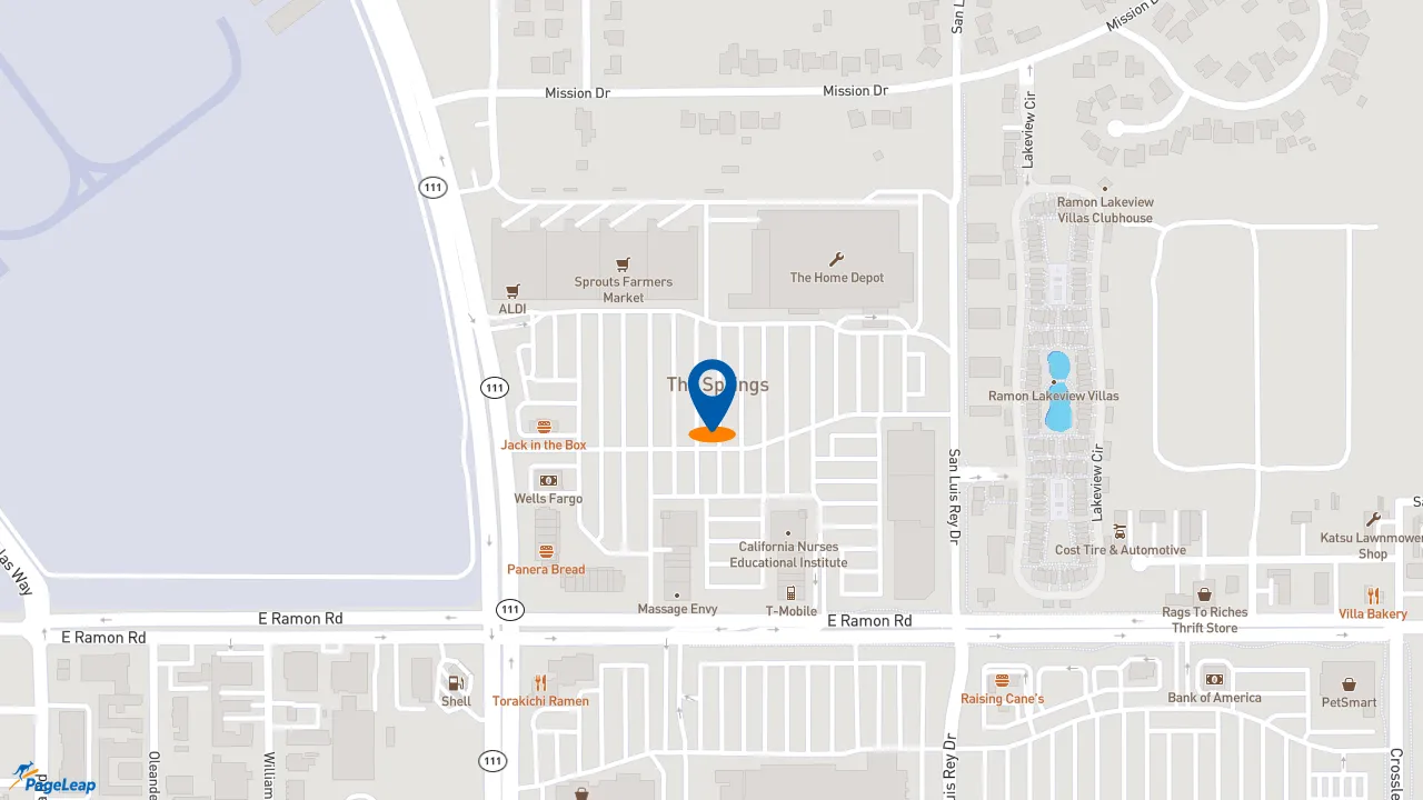 https://pageleap.com map showing location of Five Guys in Palm Springs.