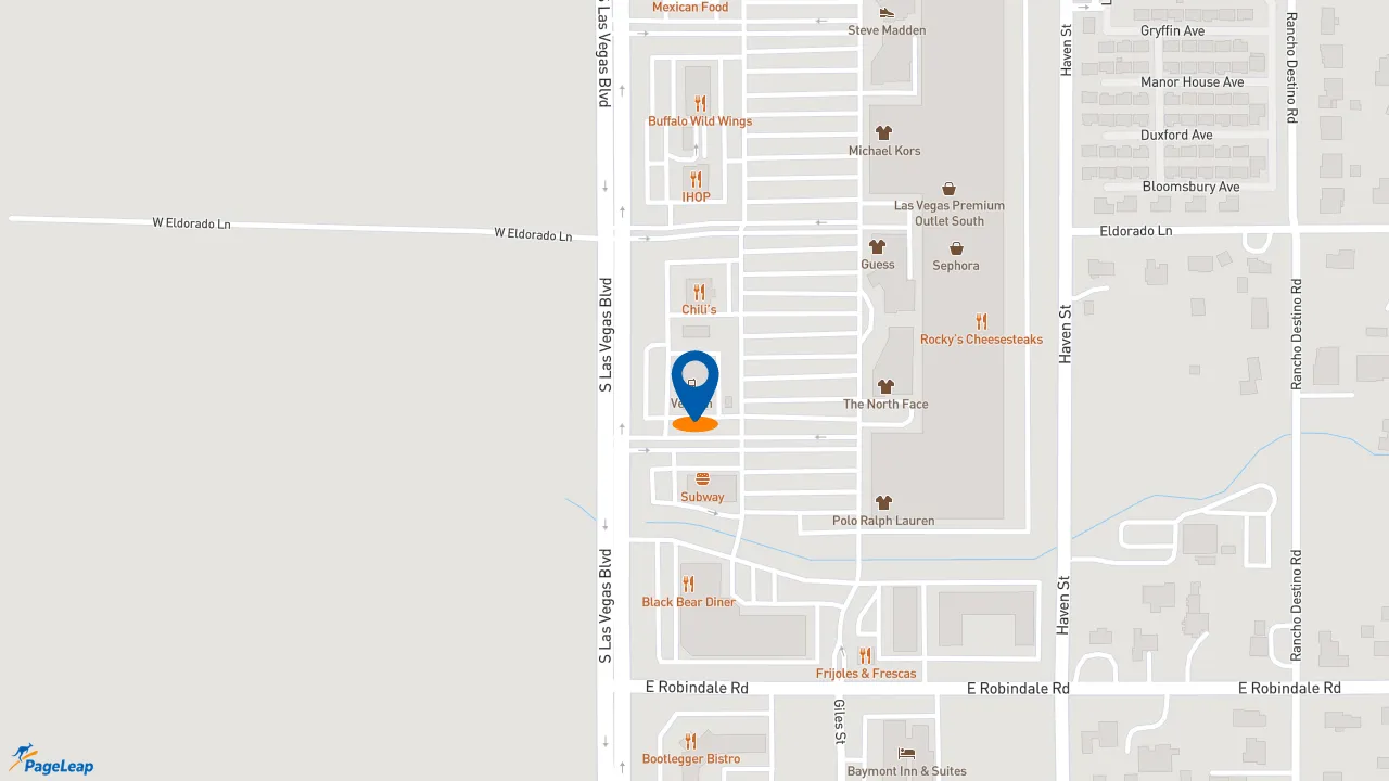 https://pageleap.com map showing location of Five Guys in Las Vegas.