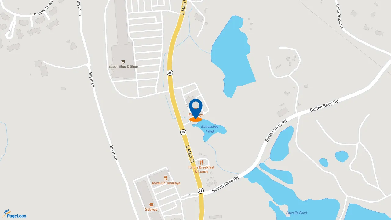 https://pageleap.com map showing location of Five Guys in Newtown.