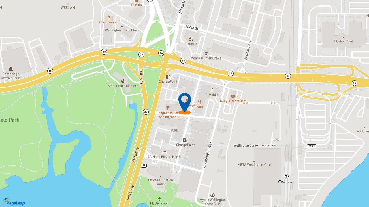 https://pageleap.com map showing location of Five Guys in Medford.
