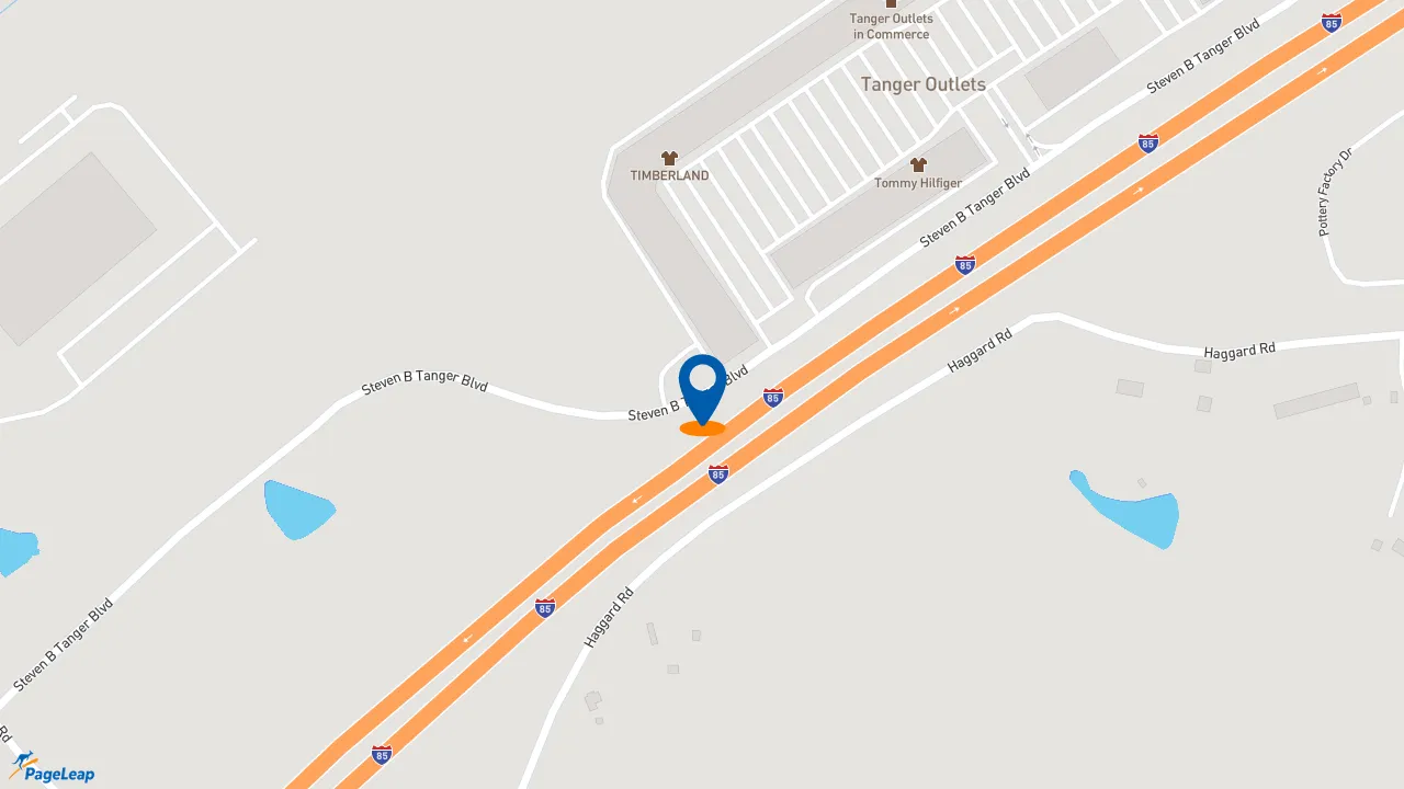 https://pageleap.com map showing location of Five Guys in Commerce.
