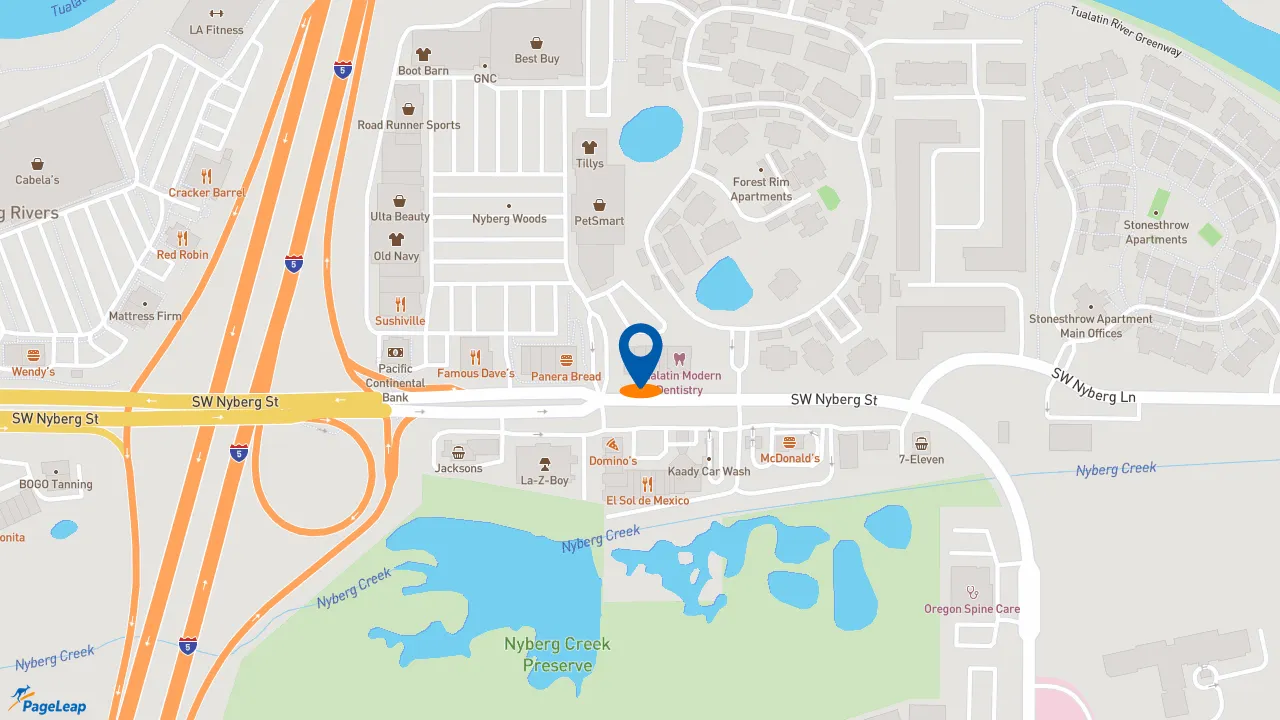 https://pageleap.com map showing location of Five Guys in Tualatin.