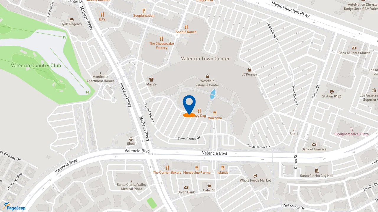 https://pageleap.com map showing location of Five Guys in Valencia.