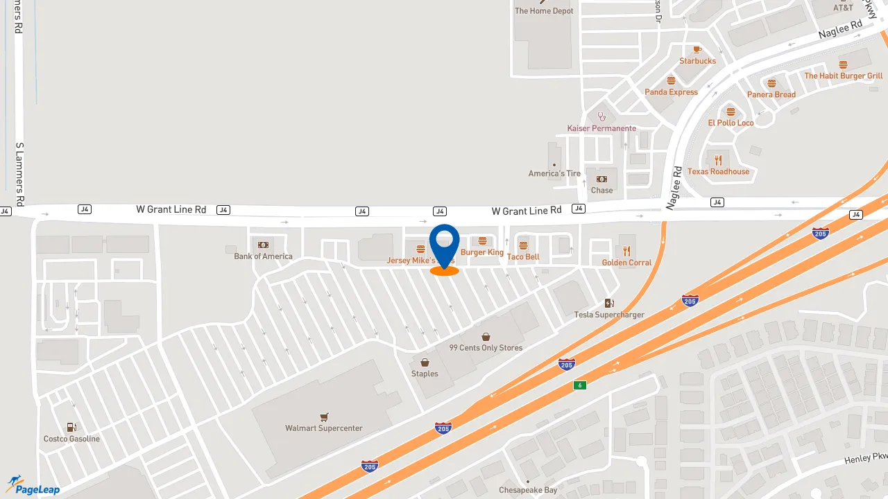 https://pageleap.com map showing location of Five Guys in Tracy.