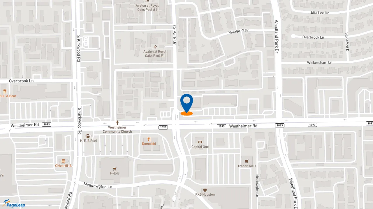https://pageleap.com map showing location of Five Guys in Houston.
