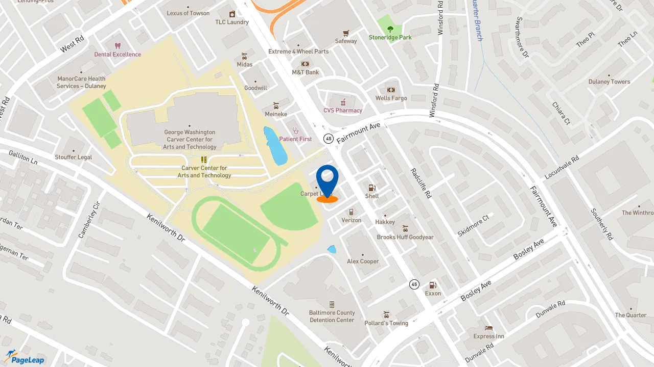 https://pageleap.com map showing location of Five Guys in Towson.