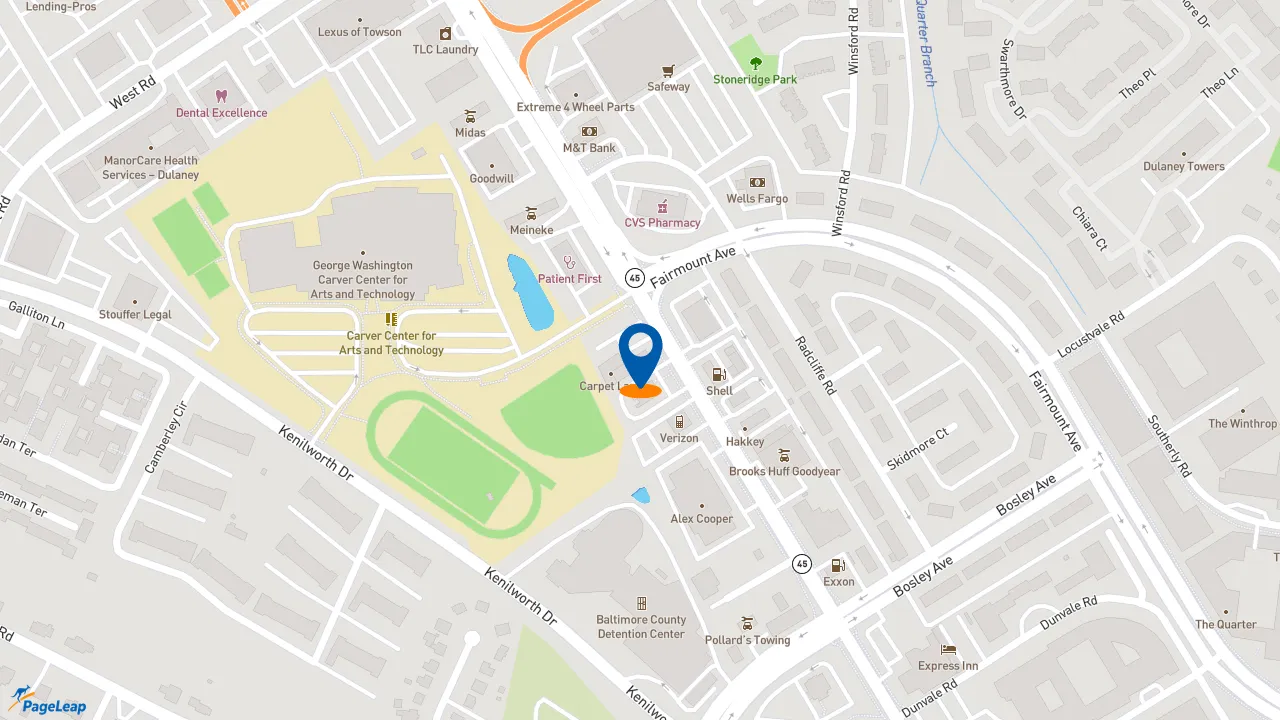 https://pageleap.com map showing location of Five Guys in Towson.