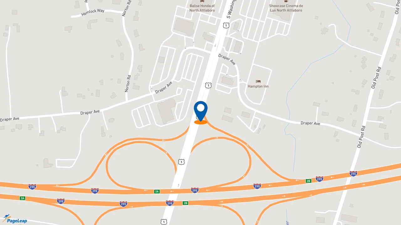 https://pageleap.com map showing location of Foodgod Truffle Fries in North Attleboro.