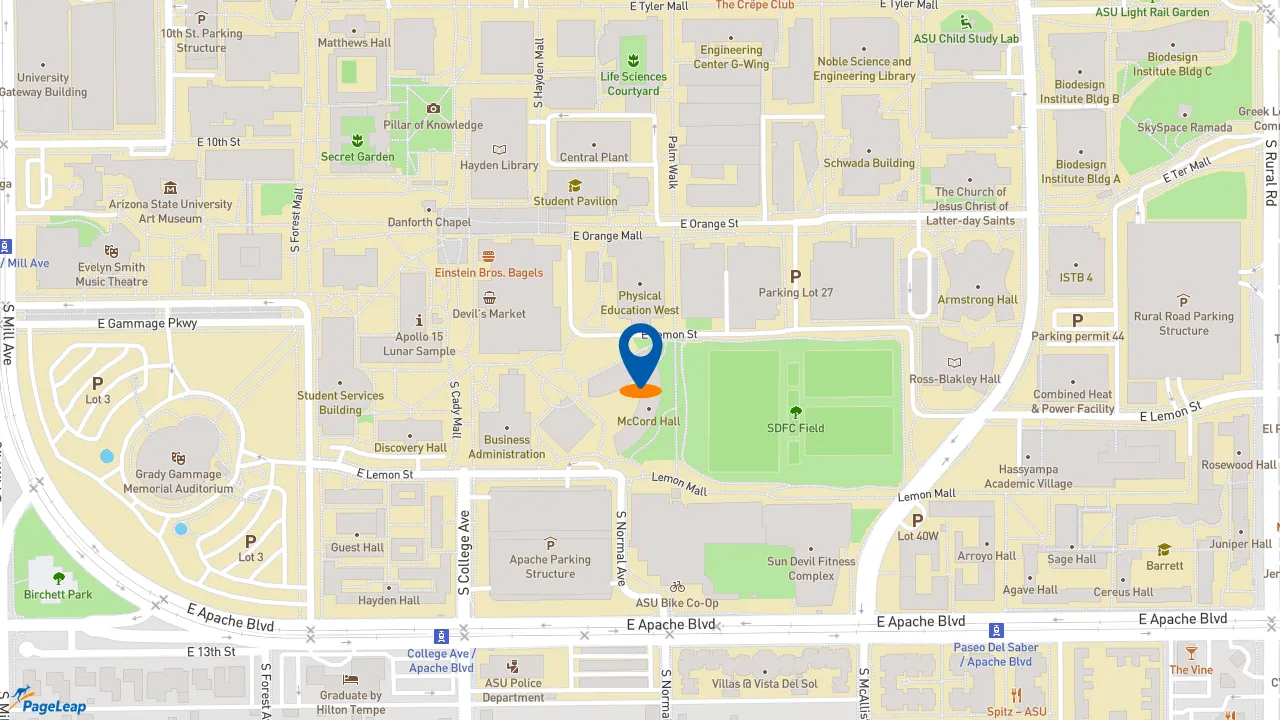 https://pageleap.com map showing location of Freshii in Tempe.