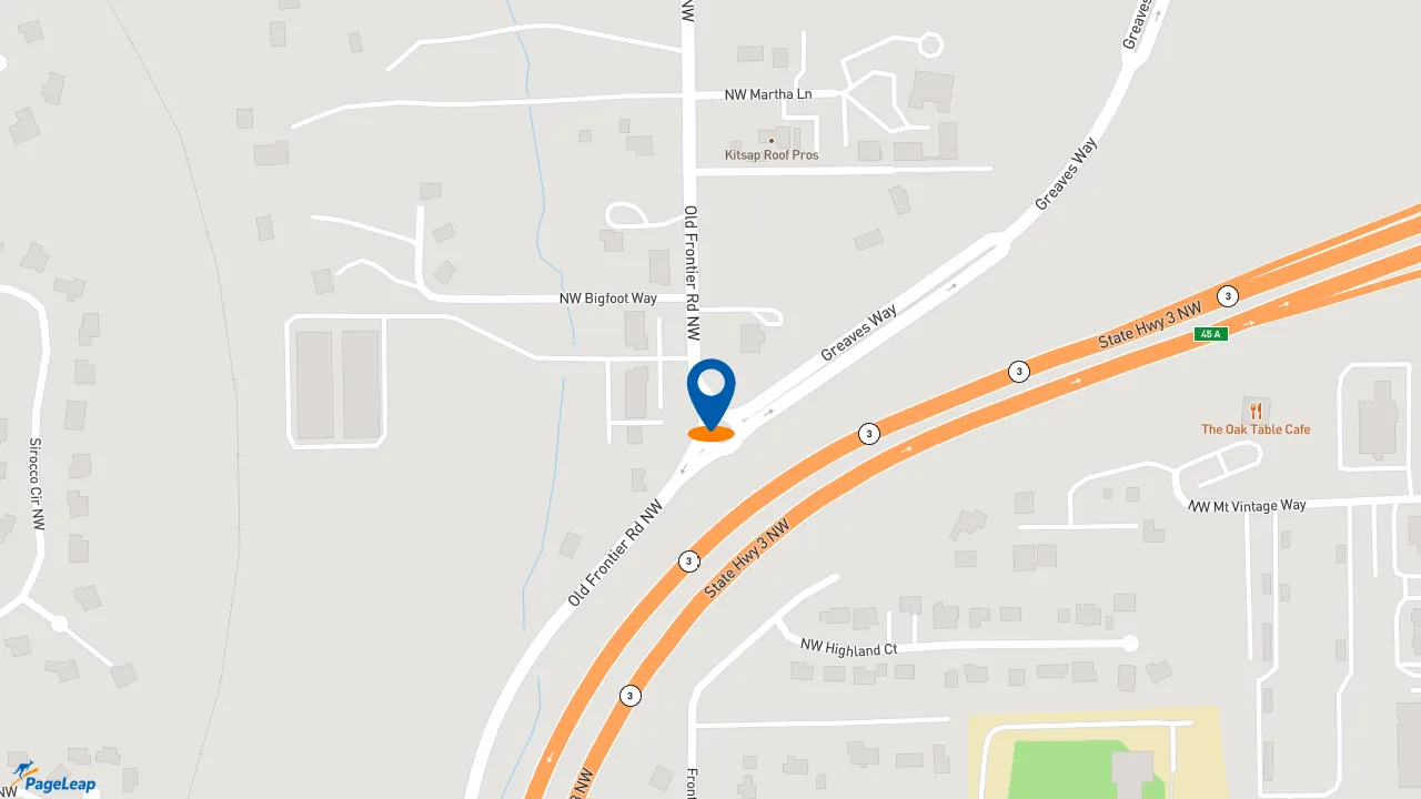https://pageleap.com map showing location of Frontier Auto Center in Silverdale.