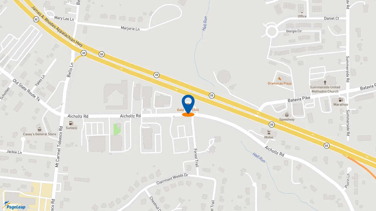 https://pageleap.com map showing location of Gold Star Chili in Cincinnati.