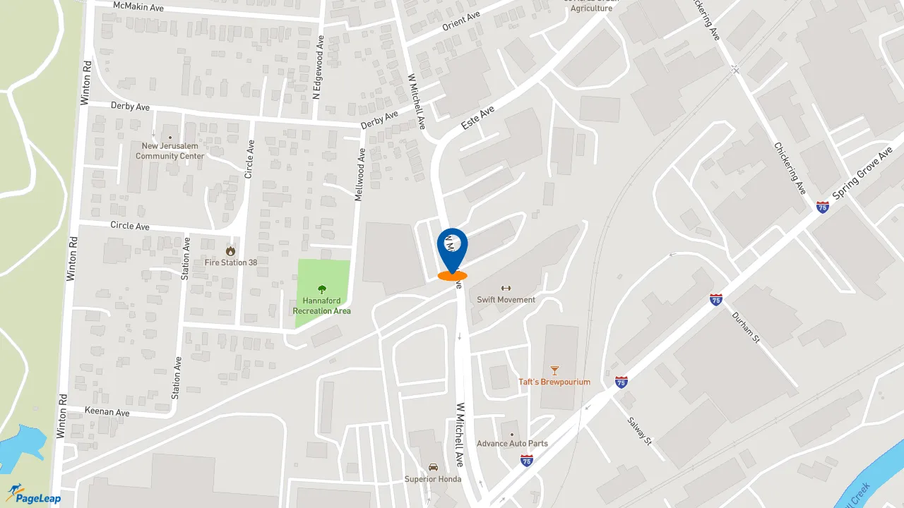 https://pageleap.com map showing location of Gold Star Chili in Cincinnati.