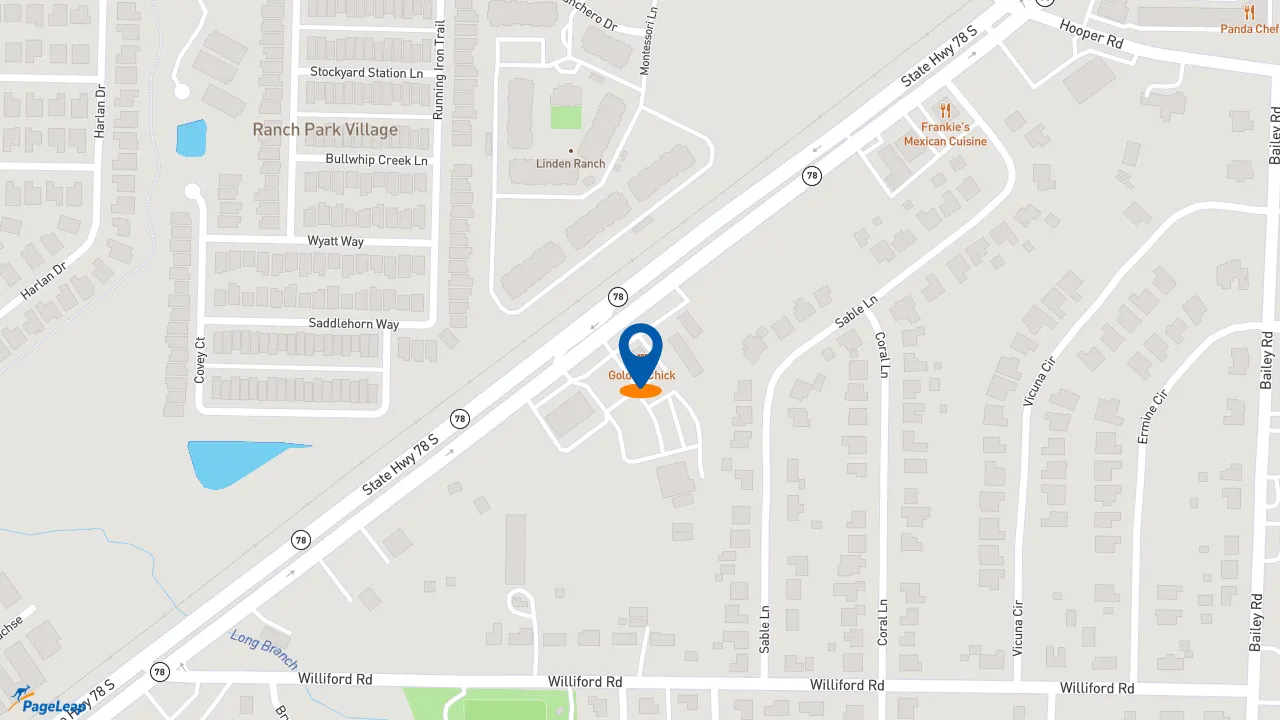 https://pageleap.com map showing location of Golden Chick in Sachse.