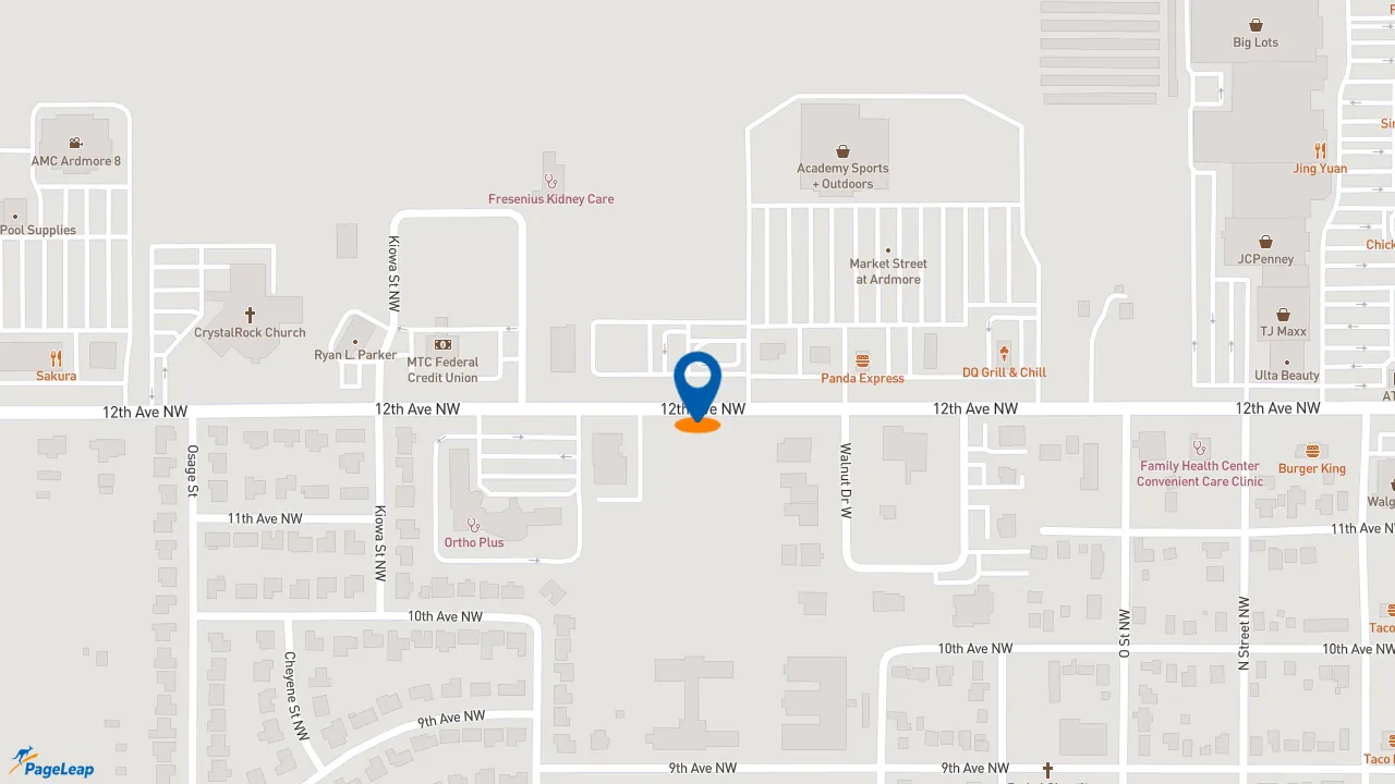 https://pageleap.com map showing location of Golden Chick in Ardmore.