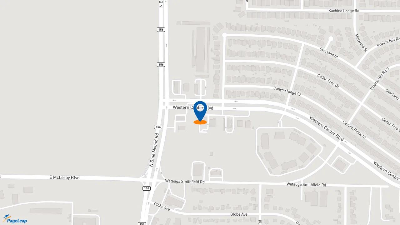 https://pageleap.com map showing location of Golden Chick in Fort Worth.