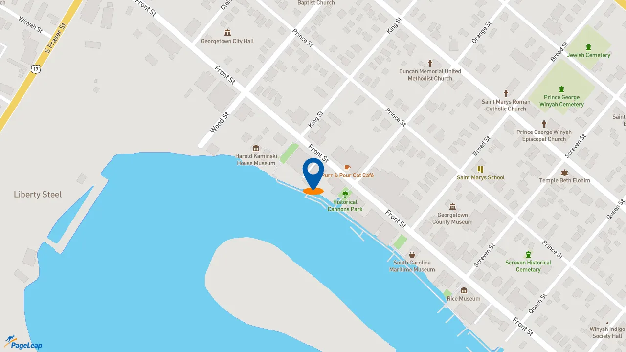 https://pageleap.com map showing location of Groucho&#039;s Deli in Georgetown.