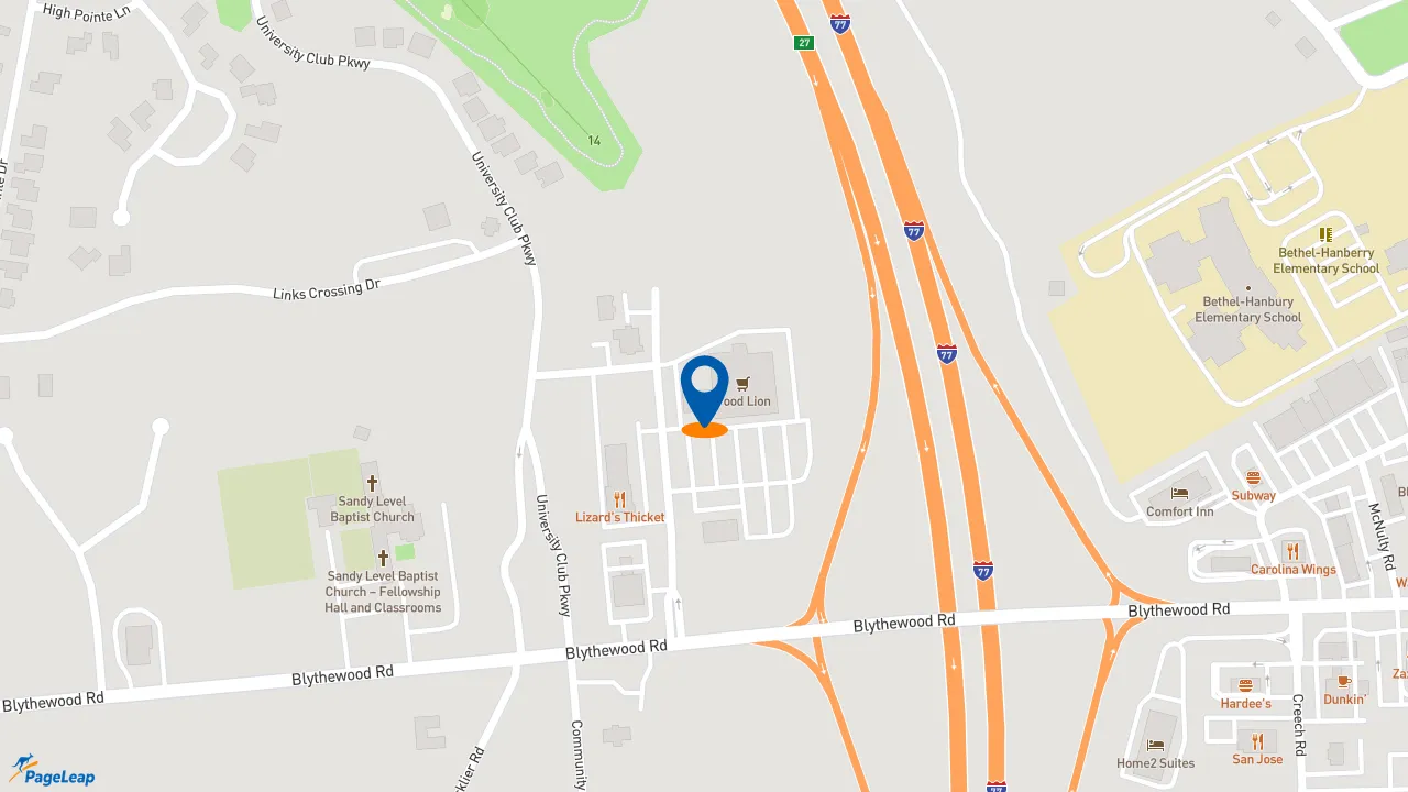 https://pageleap.com map showing location of Groucho&#039;s Deli in Blythewood.
