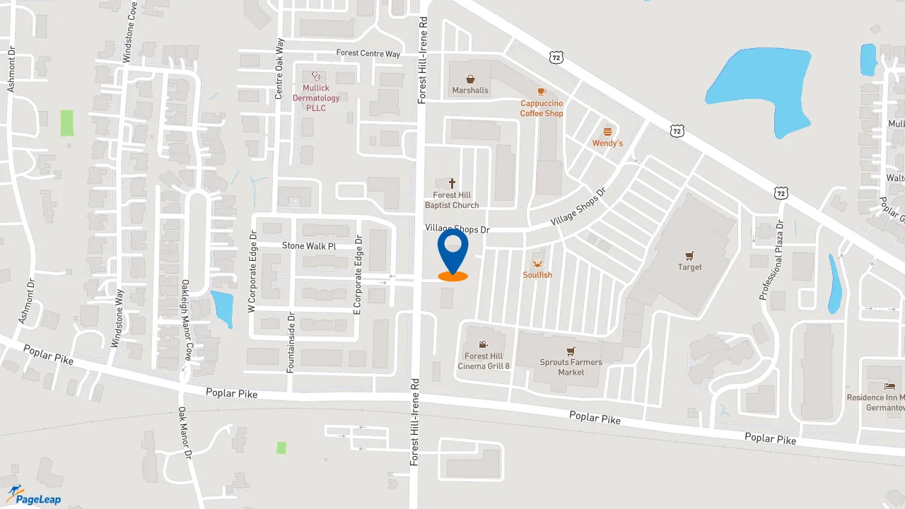 https://pageleap.com map showing location of Gus&#039;s World Famous Fried Chicken in Germantown.