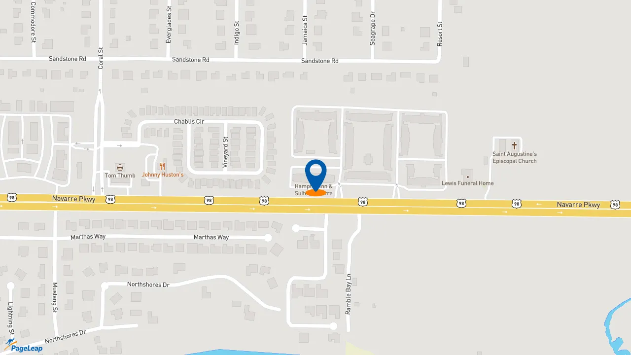 https://pageleap.com map showing location of Hampton Inn &amp; Suites Navarre in Navarre.