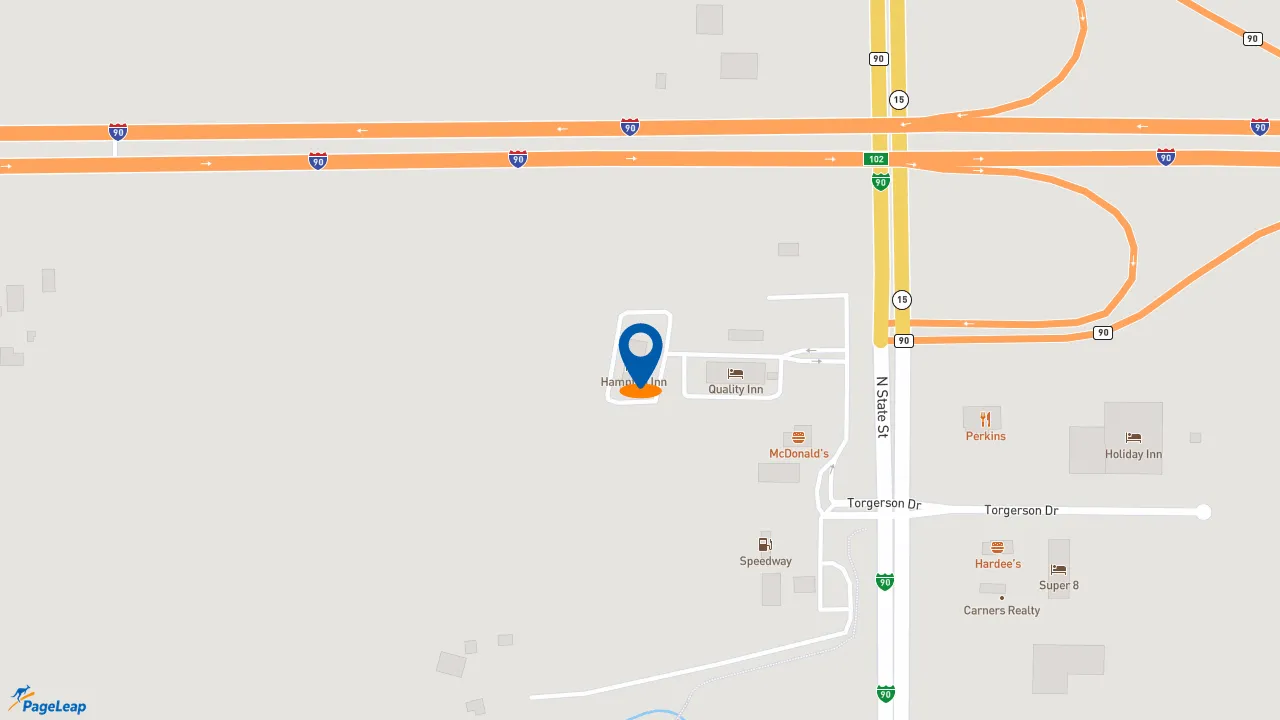 PageLeap.com map showing location of Hampton Inn Fairmont in Fairmont.