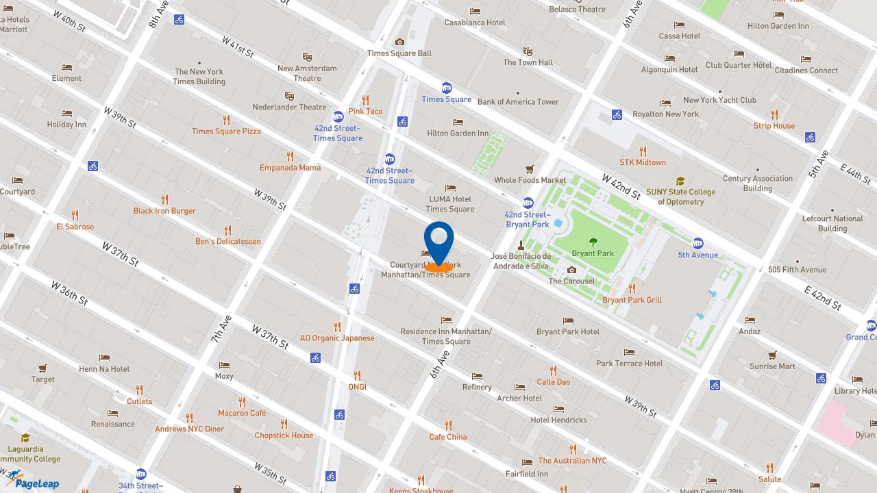 https://pageleap.com map showing location of Handcraft Burgers and Brew in New York.